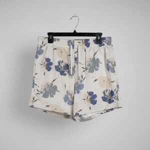 American Eagle AE Lounge Floral Shorts Blue Cream Size M 32-34